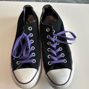 Black Sneakers with Purple Laces